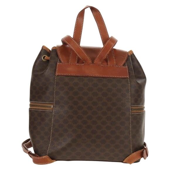 CELINE Macadam Canvas Backpack PVC Leather Brown Gold Auth 156449 main image 16
